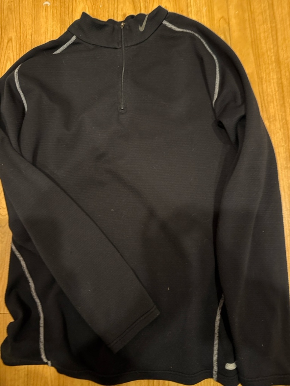 Nike Men's Black Quarter-Zip Pullover with Gray Stitching